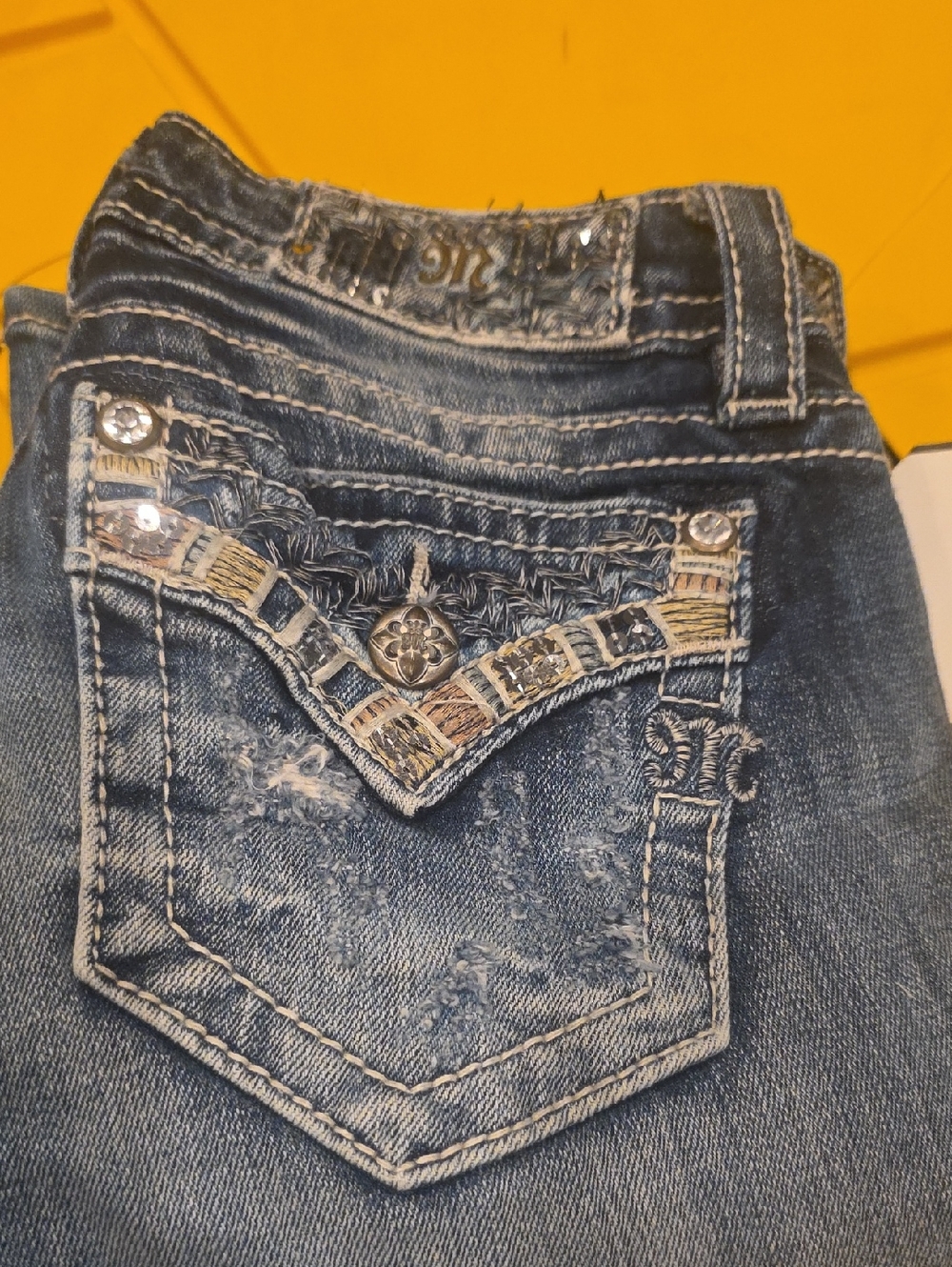 Miss Me Blue Embroidered Boot Cut Jeans